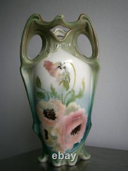 Grand Vase 1900 Céramique Art nouveau décor Floral Ancien