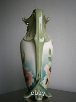 Grand Vase 1900 Céramique Art nouveau décor Floral Ancien