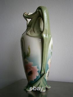 Grand Vase 1900 Céramique Art nouveau décor Floral Ancien