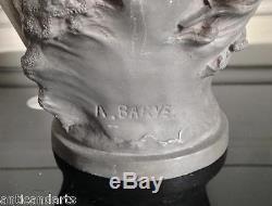 Grand Vase Aiguiére en Etain Art nouveau femme signé A. BARYE