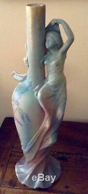 Grand Vase Art Nouveau Delphin Massier Vallauris Fin 19 Eme