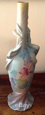 Grand Vase Art Nouveau Delphin Massier Vallauris Fin 19 Eme