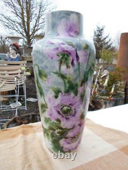 Grand Vase Au Decor Fleuri Epoque Art Nouveau En Faience St Amand