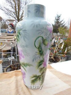 Grand Vase Au Decor Fleuri Epoque Art Nouveau En Faience St Amand