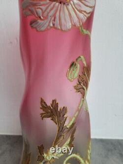 Grand Vase En Verre Emaille Art Nouveau 1900