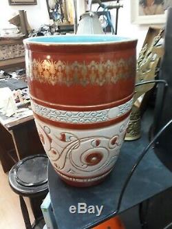 Grand Vase Faience Art Nouveau Deco 3x Signe Galle Rare Cache Pot