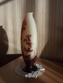 Grand Vase Gallé aux fleurs de fuschias Art nouveau 1900