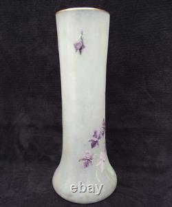 Grand Vase Legras émaillé décor violettes art nouveau verrerie Montjoye
