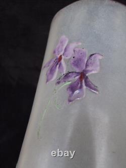 Grand Vase Legras émaillé décor violettes art nouveau verrerie Montjoye