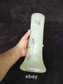 Grand Vase Legras émaillé décor violettes art nouveau verrerie Montjoye