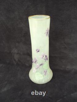 Grand Vase Legras émaillé décor violettes art nouveau verrerie Montjoye