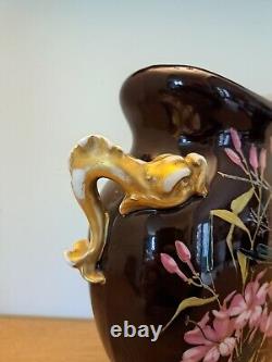 Grand Vase, Martin Pêcheur, Décor Japonisant, Porcelaine, Art Nouveau, Fin