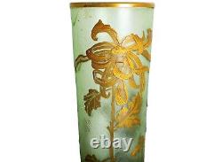 Grand Vase Montjoye Legras Saint-denis Fleurs Dorées 1900 Art Nouveau