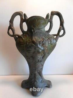 Grand Vase Regule Polychrome Art Nouveau Les Premieres Cerises Par Rousseau