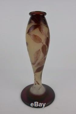 Grand Vase Soliflore En Pte De Verre Signé Émile Gallé Art Nouveau French Glass