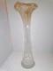 Grand Vase en Verre Soufflé Style Art Nouveau Teinte Ambrée 40 cm