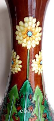Grand Vase en barbotine Art Nouveau Majolica Jugendstil Massier Sarreguemines