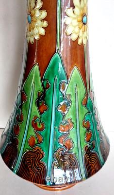 Grand Vase en barbotine Art Nouveau Majolica Jugendstil Massier Sarreguemines