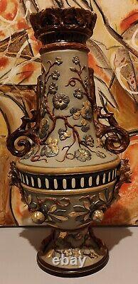 Grand Vase en céramique art nouveau Bodenbach Signé W Shiller & Sohn Japonisant