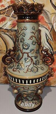 Grand Vase en céramique art nouveau Bodenbach Signé W Shiller & Sohn Japonisant