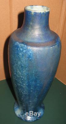 Grand vase Alfred RENOLEAU grés irisé bleu 1900 Art Nouveau grés à irisation