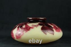 Grand vase Andre Delatte gravé à l'acide Art Nouveau 1920 Nancy,'Bignones