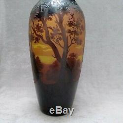 Grand vase D'argental paysage Art Nouveau