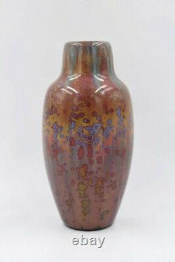 Grand vase Pierrefonds en grès à cristallisation Art Nouveau couleurs atypiques