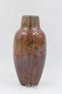 Grand vase Pierrefonds en grès à cristallisation Art Nouveau couleurs atypiques