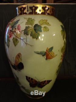 Grand vase Sarreguemines époque art nouveau