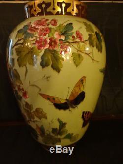 Grand vase Sarreguemines époque art nouveau