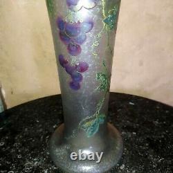 Grand vase dégagé à l'acide Legras Montjoye Raisin Vigne Art Nouveau Non signé