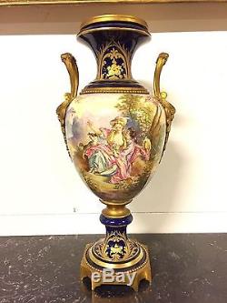 Grand vase faïence style Sèvres 1900 Art-Nouveau
