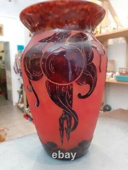 Grand vase le verre français, art déco (Schneider, Gallé, Daum, art nouveau)