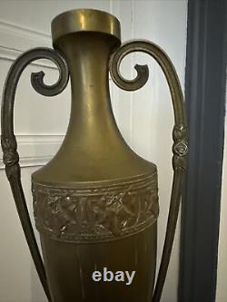 Grande urne vase en cuivre type amphore art nouveau Socle Marbre JUGENDSTIL