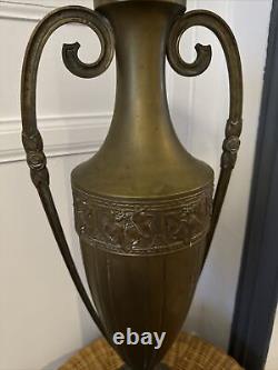 Grande urne vase en cuivre type amphore art nouveau Socle Marbre JUGENDSTIL