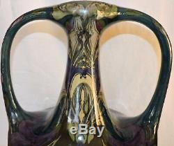 Gros Vase Art Nouveau En Ceramique De Zuid Holland Jugenstil