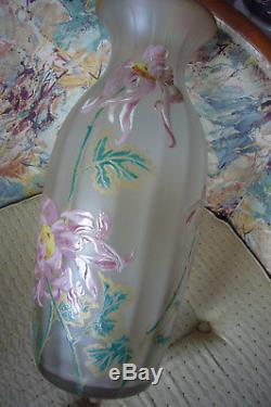 Gros vase art nouveau LEGRAS MONTJOYE DALHIAS. 48 CMS