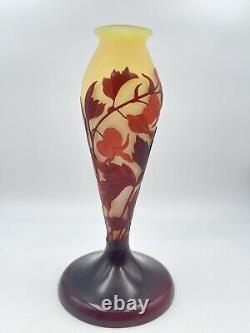 Gros vase pied de lampe Gallé Art Nouveau. Pate de verre