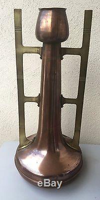 Gustave Serrurier-Bovy, grand vase cuivre et laiton, 54cm circa 1905 Art Nouveau