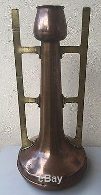 Gustave Serrurier-Bovy, grand vase cuivre et laiton, 54cm circa 1905 Art Nouveau