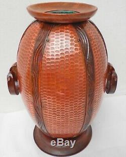 Gustave serrurier-Bovy. Vase ovoïde art-nouveau 1890. Cuivre, bois, zinc. H42cm