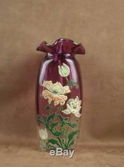 Important Vase En Verre Emaillé Art Nouveau Legras