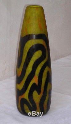 Important vase DEGUE Pâte Verre PARIS art nouveau 39 CM NO DAUM MULLER Gallé