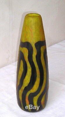 Important vase DEGUE Pâte Verre PARIS art nouveau 39 CM NO DAUM MULLER Gallé