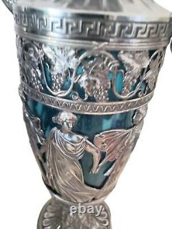 Important vase WMF en métal argenté Jugendstil Art nouveau 1910