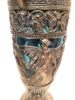 Important vase WMF en métal argenté Jugendstil Art nouveau 1910