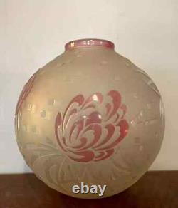 Important vase ép. Art nouveau d'après Delatte Nancy a décors dégagés à l'acide