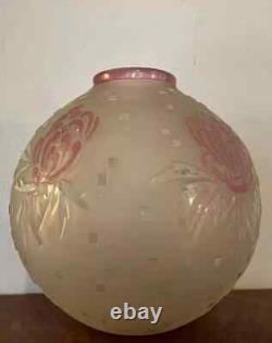 Important vase ép. Art nouveau d'après Delatte Nancy a décors dégagés à l'acide