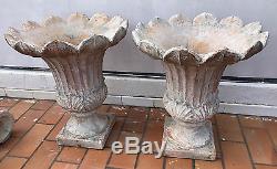 Importante paire de vases Médicis style Art Nouveau ton pierre a reflets brique